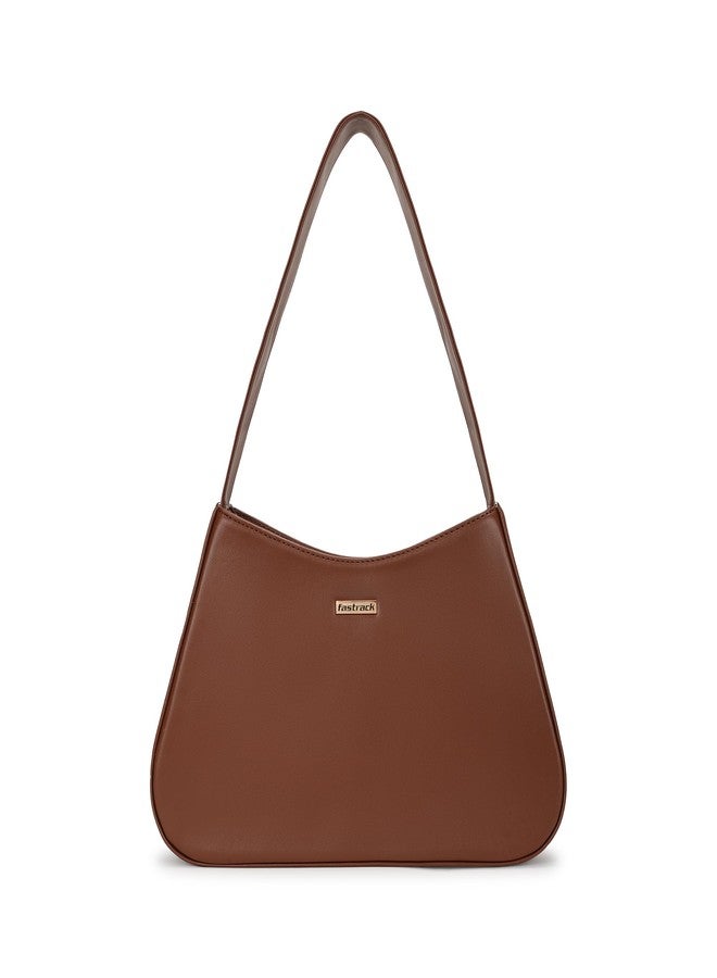 Fastrack Solid Hobo Shoulder Bag For Women, Girls and Ladies | with Top Zipper Closure | Spacious Compartment with Quick Access Pocket | Shoulder Bag For Casual Carry, Brown - Image 1